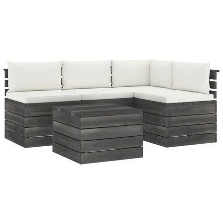 vidaXL Salon palette de jardin 5 Pièces avec coussins Bois de pin massif