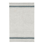 Tapis lavable beige avec rayures bleues 140 x 200 cm