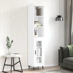 vidaXL Buffet haut Blanc brillant 34 5x34x180 cm Bois d'ingénierie