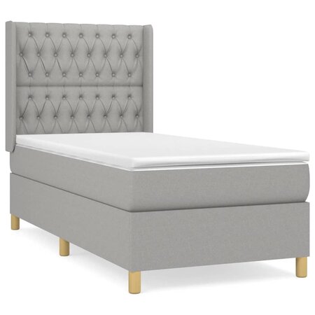 vidaXL Lit à sommier tapissier avec matelas Gris clair 100x200cm Tissu