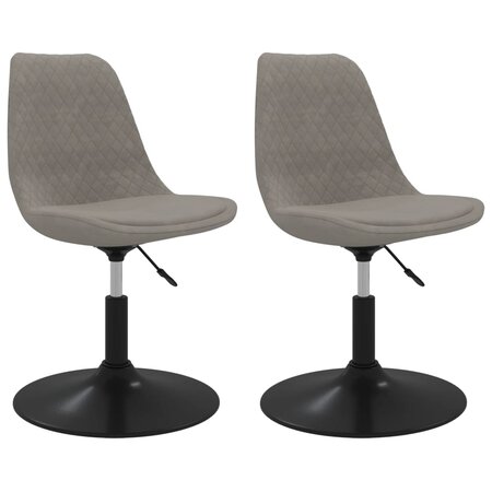 vidaXL Chaises pivotantes à manger lot de 2 Gris clair Velours