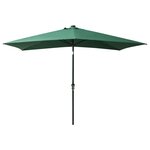 vidaXL Parasol avec LED et mât en acier Vert 2x3 m