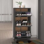 vidaXL Armoire à chaussures HAMAR Gris foncé 59 5x35x117 cm Pin massif