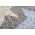 Tapis coton motif 3 étoiles tricolore - gris- jaune -bleu - 120 x 160