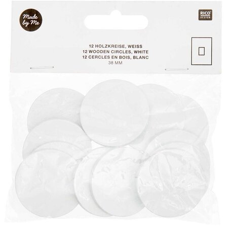 12 disques en bois blanc- grand 38 mm