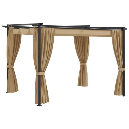 vidaXL Tonnelle avec rideaux 3x3 m Taupe Acier