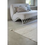 Tapis coton beige texturé avec finition pompons L - 170 x 240 cm