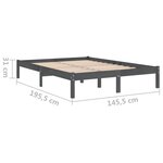 vidaXL Cadre de lit Gris Bois de pin massif 140x190 cm