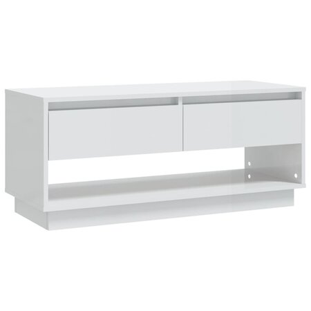 vidaXL Meuble TV Blanc brillant 102x41x44 cm Aggloméré