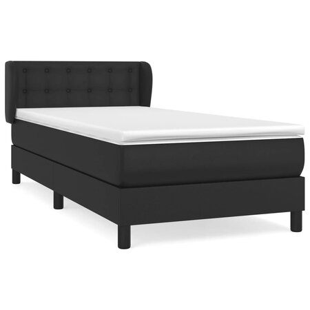 vidaXL Lit à sommier tapissier avec matelas Noir 90x190 cm Similicuir