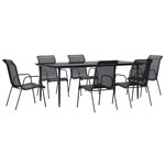 vidaXL Ensemble à manger de jardin 7 Pièces noir textilène et acier