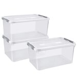 Curver boîte de rangement à couvercle 3 pcs 50 l transparent 240679