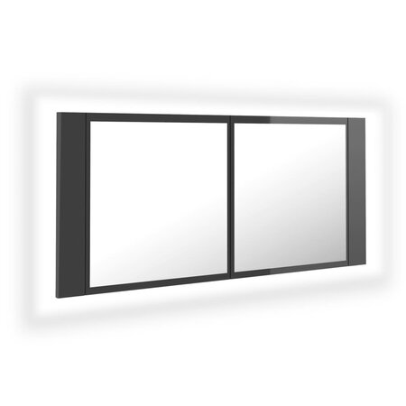 vidaXL Armoire à miroir de bain à LED Gris brillant Acrylique