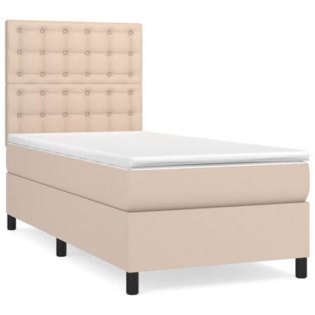 vidaXL Lit à sommier tapissier avec matelas Cappuccino 90x200 cm