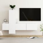 vidaXL Ensemble de meubles TV 3 Pièces Blanc Aggloméré