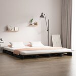 vidaXL Lit de palette noir 160x200 cm bois de pin massif