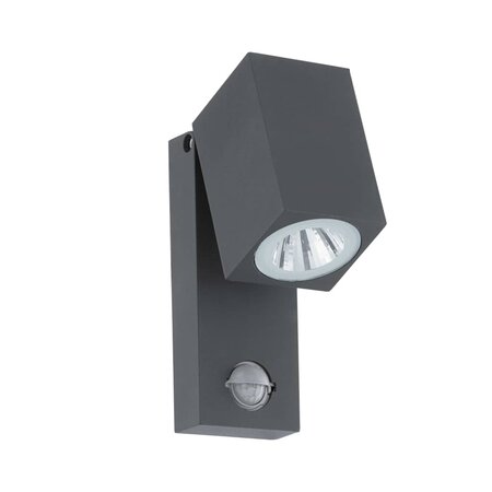 Eglo lampe murale led à capteur d'extérieur sakeda 5 w anthracite