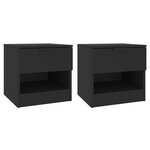 vidaXL Tables de chevet 2 Pièces Noir Bois d'ingénierie