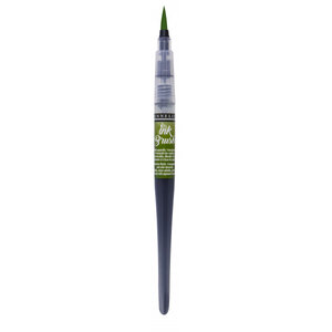 Pinceau a reservoir - ink brush - vert olive - sennelier