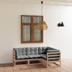vidaXL Salon de jardin 4 Pièces avec coussins Bois de pin massif