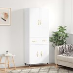 vidaXL Buffet haut Blanc brillant 69 5x34x180 cm Bois d'ingénierie