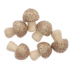 18 champignons en bois pailletés dorés 3 x 2 3 cm