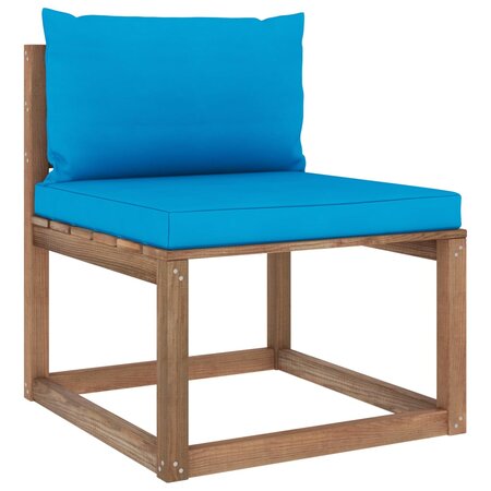vidaXL Canapé de milieu palette de jardin avec coussins bleu clair