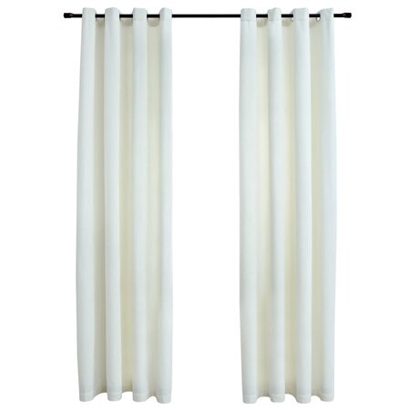 vidaXL Rideaux occultants avec anneaux 2 Pièces Velours Crème 140x245 cm