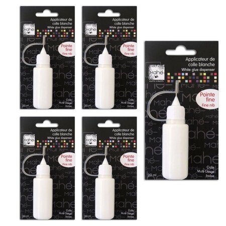 5 tubes de colle blanche pointe fine - 20 ml