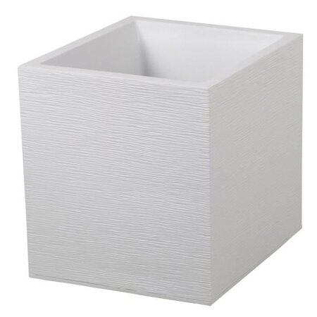 EDA Pot carré Graphit - 39 x 39 x 43 cm - Contenance 35 L - Blanc cérusé