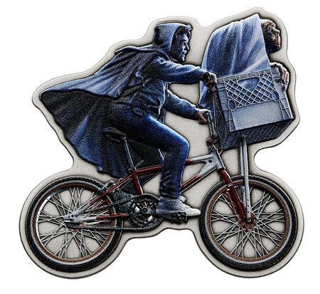 E.T. BICYCLE 40th Anniversary 2 onces argent Shaped monnaie 5 Dollars Niue 2022