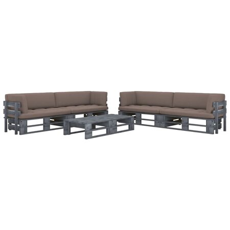 vidaXL Salon de jardin palette 6Pièces avec coussins pin imprégné de gris