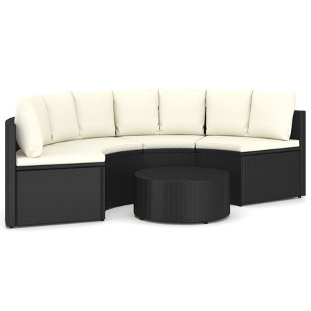vidaXL Salon de jardin 5 Pièces avec coussins Résine tressée Noir