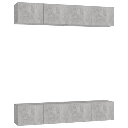 vidaXL Meubles TV 4 Pièces Gris béton 80x30x30 cm Aggloméré
