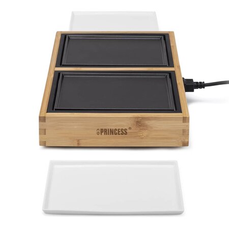 Princess gril de table chef dinner4two pure 420 w métal et bambou