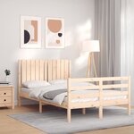 vidaXL Cadre de lit avec tête de lit 120x200 cm bois massif