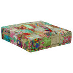 vidaXL Pouf carré en coton fait à la main 50 x 50 x 12 cm Vert