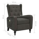 vidaXL Fauteuil de massage inclinable gris foncé velours