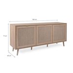 Buffet Armoire Rangement Bois Massif Raphia Marron