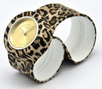 Montre classic bracelet leopard et cadran gold sun.