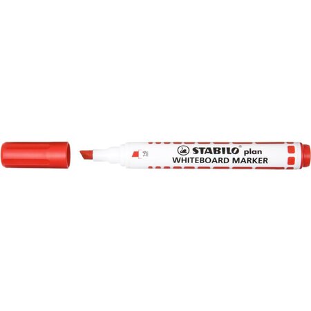 Marqueur plan effaçable à sec pte biseautée rouge x 10 stabilo