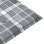 vidaXL Banc de jardin avec coussin à carreaux gris 112 cm Teck massif