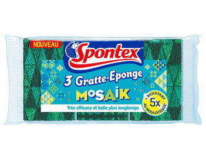 Spontex 3 Gratte-Eponge Mosaik Par 3 (lot de 3 soit 9 éponges)