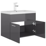 vidaXL Armoire d'évier avec lavabo intégré Gris brillant Aggloméré