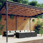 vidaXL Salon de jardin 10 Pièces avec coussins Noir Résine tressée