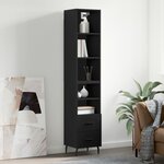 vidaXL Buffet haut Noir 34 5x34x180 cm Bois d'ingénierie