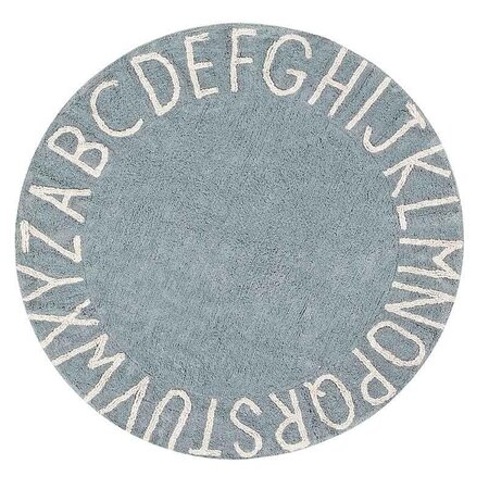 Tapis coton motif alphabet - bleu - 150 Ø