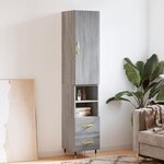 vidaXL Buffet haut Sonoma gris 34 5x34x180 cm Bois d'ingénierie
