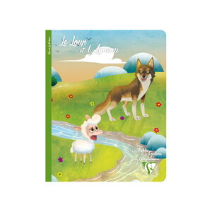 Cahier a5 - 17 x 22 cm - pages lignées + marge - le loup et l agneau
