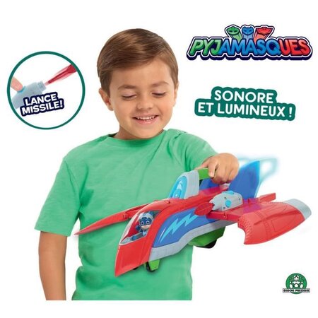 Pyjamasques - rescue jet avec 1 figurine 7 5 cm (sonore et lumineux)